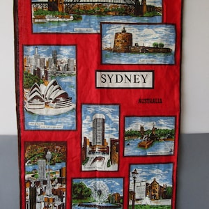 Vintage SYDNEY Australia Tea Towel Linen Cotton Australia Opera House Souvenir Tea Towel Vintage Collectible Dish Towel Travel Souvenir