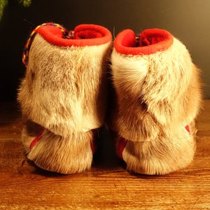 RARE Vintage Saami Lapland Shoes Reindeer Fur Boots Sami Boots Sami Shoes Slippers Mukluks Hand Crafted Finnish Folk Art Decorative Item image 3