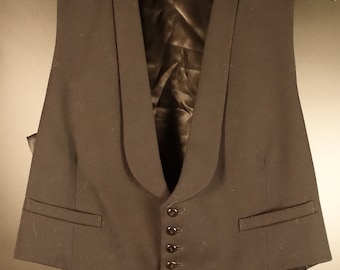 Vintage 40s Vest Black Vest Classic Fitted Waistcoat Formal Vest Steampunk Edwardian Renaissance Vest Size estimated: Men Medium.