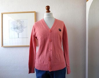 Marimekko Sif Unikko Wolle Strickjacke Pink Salmon (Größe S-M)