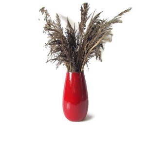 Raro Vintage Arte Alemán Cerámica Jarrón Hermoso Jarrón de Cerámica Roja Jarrón de Piso Grande Edición Limitada 1/30 H. Mushoff Diseño Mid Century Modern