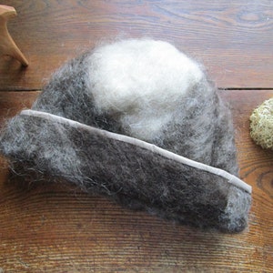 Vintage Wool Hat Warm Winter Hat Woman Mohair Wool Hat Warm Woolen Hat Hand Made Brown White Hat Finnish Scandinavian Design Gift For Her