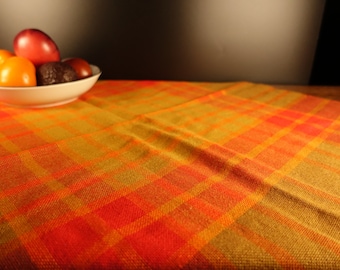 Orange Tablecloth Scandinavian Finnish Vintage Small Tablecloth Farmhouse Style MCM Retro Kitchen Table Linens 24" x L 24" / 61cm X 61 cm