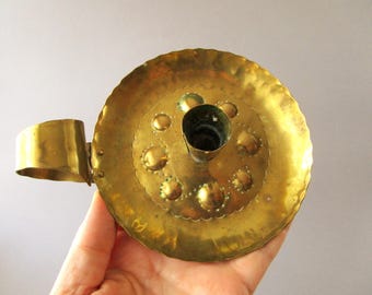Norwegian 50s Vintage Old Solid Brass Candlestick Holder MCM Mid Century Modern Design Home Décor Antique Sweden Norway Nordic Décor Gift