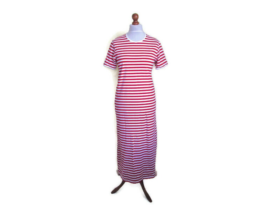 MARIMEKKO Finland Red White Striped Long Nightgown Classic - Etsy