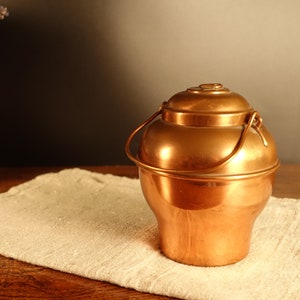 Vintage Swedish Copper Pot with Lid Copper Container Chopper Vessel Lidded Canister Mid Century Home Decor Rustic Farmhouse Kitchen Decor