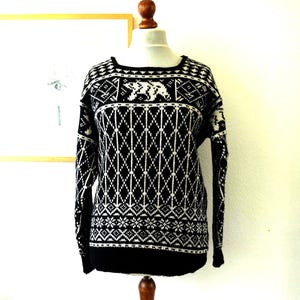 Dale Of Norway Norwegian Wool Sweater Nordic Ski Sweater Black White Jumper Unisex Men&#39;s Women&#39;s Pullover Menswear Size Medium M Gift Idea