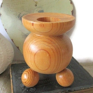 Scandinavian Vintage Large Wood Candle Holder Wooden Candlesticks Rustic Home Decor Farmhouse Style Sweden Folk Art MCM Christmas Gift