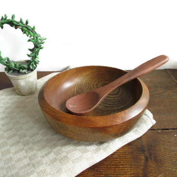 Vintage Small Wooden Bowl OR Spoon Hand Made Wood Bowl Dip Bowl Teak Wood Bowl Dish Rustic Kitchen Décor Farmhouse Décor