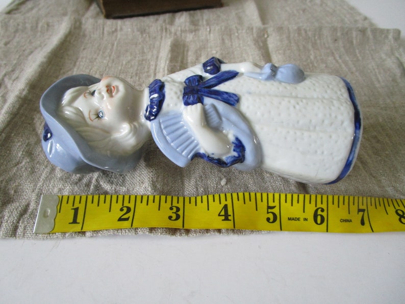 Sweet Swedish Girl with Hat Ceramic Figurine Collectible Girl Figure White and Blue Sweden 1960s Vintage Home Decor Kids Room Decor