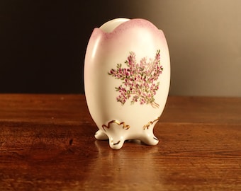 Beautiful 50s Vintage French Vase Hand Painted Porcelain Small White Floral Vase Bohemian Home Décor Collectible Gift for Her