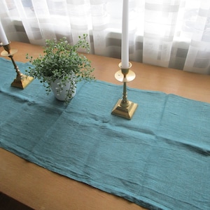 Vintage Linen Table Runner Swedish Table Linens Solid Green Linen Tablecloth Scandinavian Textile Home Décor Spring Summer Home Decor