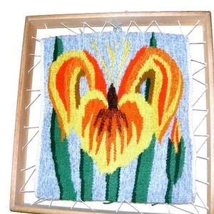 Vintage gewebter Wandteppich Gobelin Stickerei Floral skandinavisches Fiber Art Wandbehang Wanddekor Geschenk für ihre Idee Ester Decor