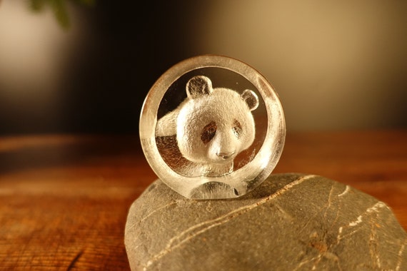 Mats Jonasson クリスタルパンダベア像 ペーパーウェイト