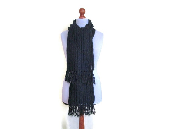 Vintage Black Marimekko Scarf Fringed Made In Fin… - image 4