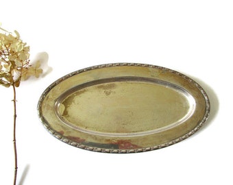 Antico vassoio placcato in argento svedese vassoio ovale piatto d'argento piatto piatto piccolo vassoio vanity vassoio vecchio vassoio da portata Shabby Chic Home Decor