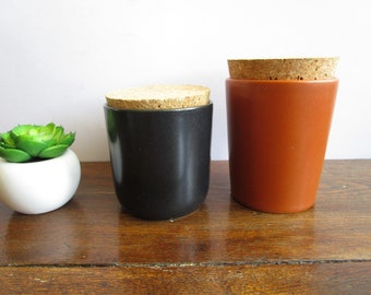 ONE ! Vintage Hoganas Keramik Mustard Pot Ceramic Spice Jar Apoteket Made in Sweden in Brown and Black Scandinavian Kitchen Home Decor