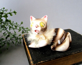 Vintage Beswick England Porcelain White/grey Cat/kitten Teapot 7.5