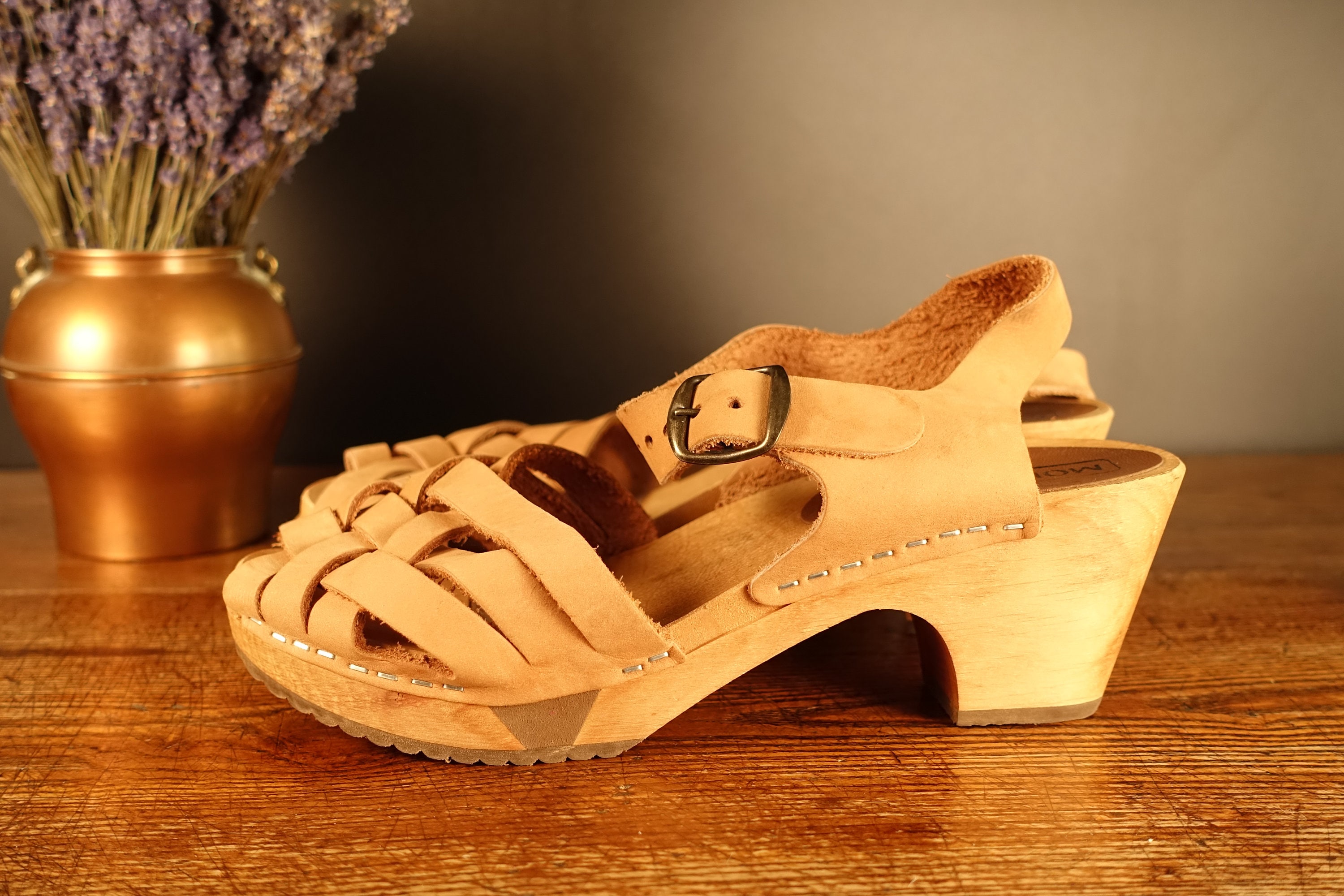 Zapatos de plataforma Sandalias de zueco de madera vintage