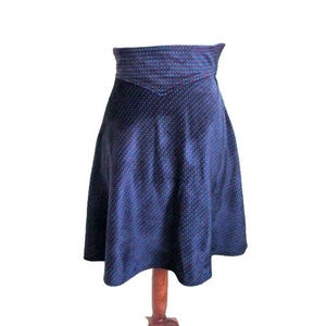 90s Vintage Velvet Skirt Blue Skirt Velvet Skirt Midi Skirt Preppy Skirt Vintage French Fashion Made in PARIS FRANCE Size Eur 38 US 6 Medium