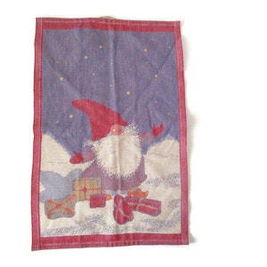 Norway Tomte Nisse Gnome Tea Towel 100% Cotton Woven Tapestry Norway Souvenir Tea Towel Collectible Dish Towel Scandinavian Wall Hanging
