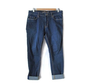 Vintage Jeans Men Vintage Jeans 34  Vintage 2000s Y2K Jeans Blue Jeans Cotton Trousers Straight Leg Zipper Fly Medium Dark Wash