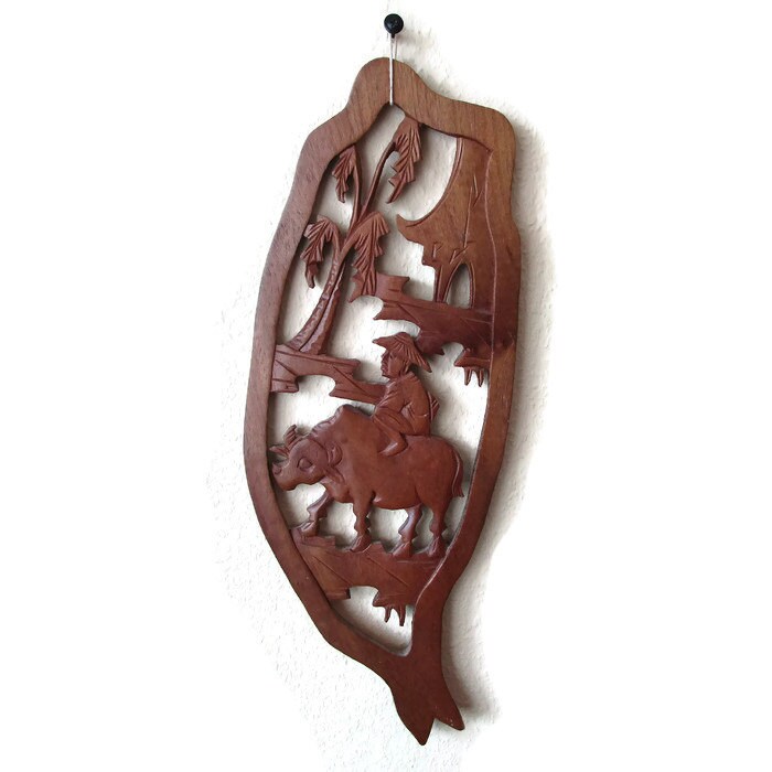 Vintage Carved Wood Wall Hanging Wooden Sculpture Wall Decor Etsy