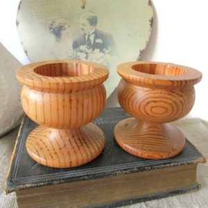 Pair Scandinavian Vintage Wood Candle Holders Wooden Candlesticks Tealight Holder Rustic Home Decor Farmhouse Style Decor Sweden Folk Art