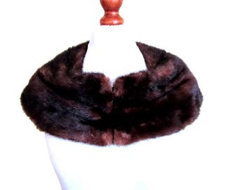 Vintage Mink Fur Collar, 1960s Detachable Plush Collar