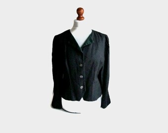 Vintage Wool Blend Dirndl Jacket: Alpine Trachten, German Folk Blazer
