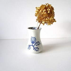 Gustafsberg TisTel Vase Blue White Vase Mid Century Modern Scandinavian Home Décor Gustavsberg Sweden Ceramic Vase