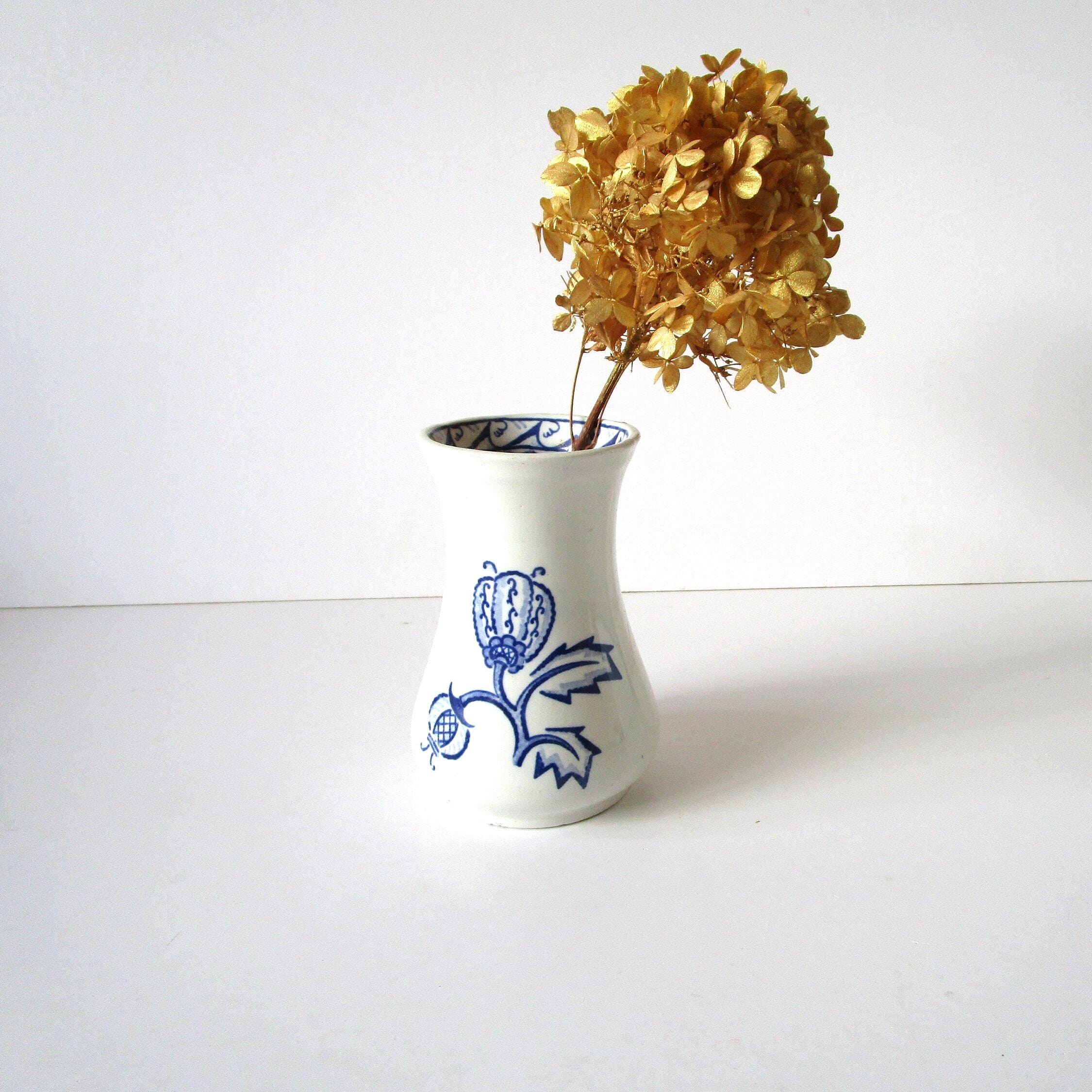 Gustafsberg TisTel Vase Blue White Vase Mid Century Modern Scandinavian Home Décor Gustavsberg Sweden Ceramic Vase