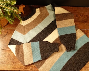 Maglione di lana morbida taglia bambina bambino 4-5 anni bambino maglione a righe bianco grigio caldo maglione di lana lavorato a maglia regalo per bambino