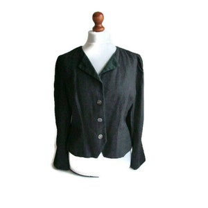LINZER Alpine Trachten Woman Jacket Grey Green Dirndl Cardigan 80s 90s Vintage German Jacket Austrian Bavarian Folk Costume Blazer