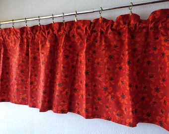 Vintage Scandinavian Floral Valance Red Orange Cotton Cafe Curtain Pelmet Home Kitchen Décor size: 2.18m x 52cm / 86'' x 20.5"