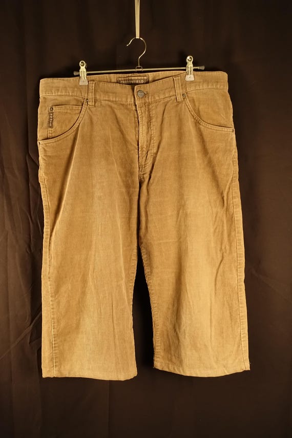 90s Vintage Corduroy Shorts Pants Men Trousers for Men Beige
