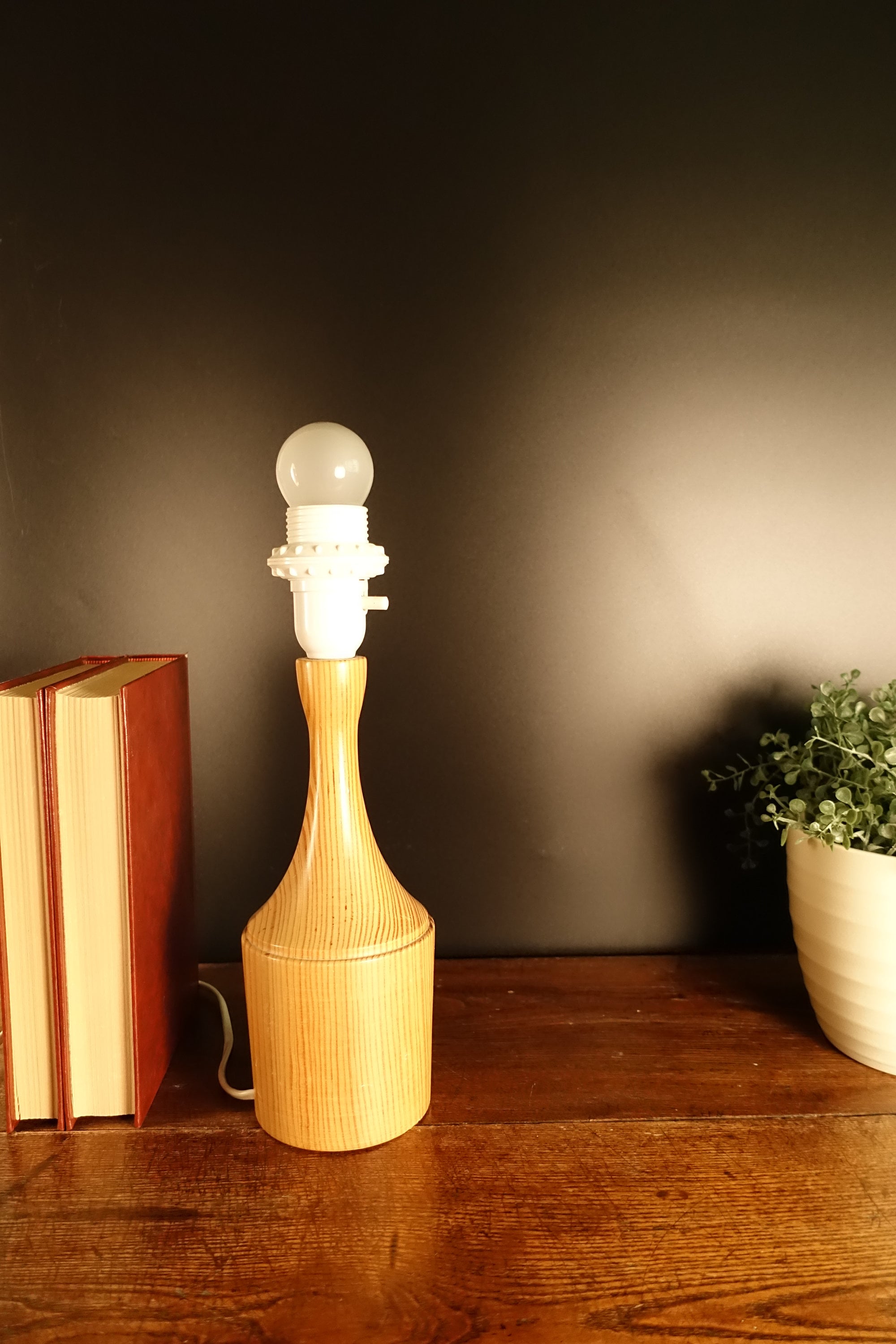 70s Vintage Wooden Mid Century Style Table Lamp Mid Century Wood Lamp ...