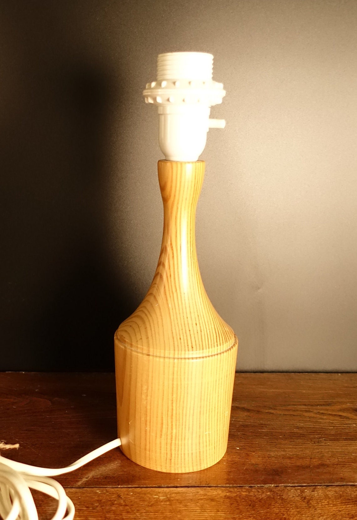 70s Vintage Wooden Mid Century Style Table Lamp Mid Century Wood Lamp ...