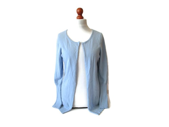 90s Vintage Pure Soft Cashmere Sweater Sky Blue L… - image 1