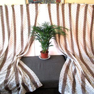 Rideaux MCM vintage des années 60 L 211 cm x l 127 cm / 50 po. x 83 po. rideaux beige blanc marron rideaux rétro milieu du siècle design scandinave