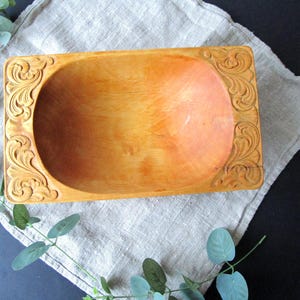 Hand Carved Vintage Norwegian Wooden Bowl Norway Folk Art Scandinavian Wood Serving Display Bowl Wedding Gift Housewarming Gift