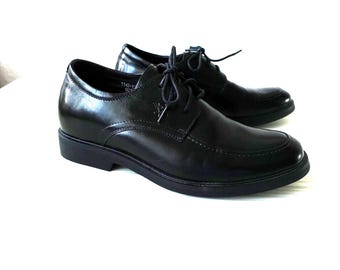 Vintage męskie buty Oxford ELEVATOR z czarnej skóry, eleganckie buty hipsterskie, męskie buty derby, rozmiar: 42 EUR