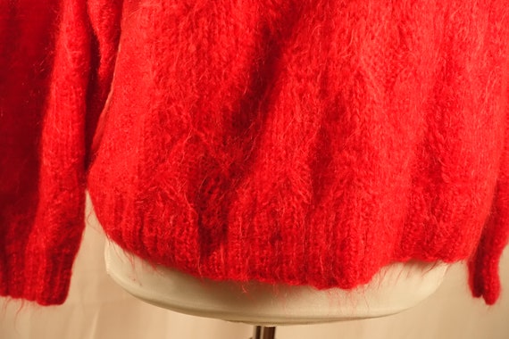 Fabulous MOHAIR Wool Sweater Red Hand Knit Vintag… - image 5