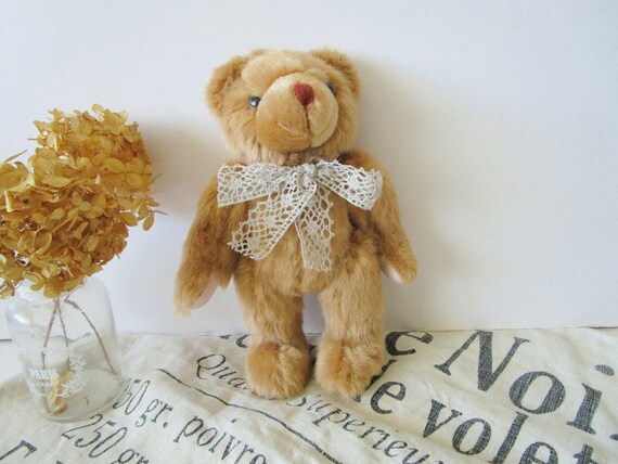 90s Vintage Teddy Bear Plush Brown Stuffed Jointed Bear Home Décor