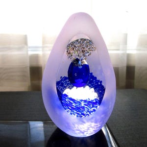 Gorgeous Art Glass Egg Shape Paperweight Cobalt Blue Glass Sculpture Collectible Paperweights Desk Décor Gift for Him for Her for Boss
