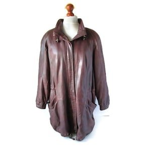 vintage années 80 90 Veste en cuir Super Soft Femme Veste en cuir Brown Real Leather Coat Oversize Taille Large à XL