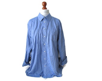 Lapidus Vintage Men's Button Down Shirt Blue Shirt  House Shirt Garden Shirt Cotton Shirt For men or Woman