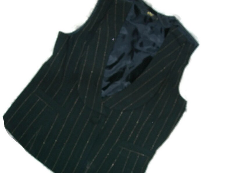 Classic Vintage Ladies Vest Black with Gold Stripes Ladies Vest Size Small Ladies Vest Blac Elegant Vest Hipster Vest