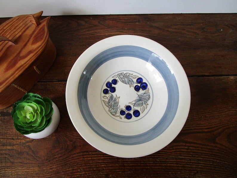 Vintage zeldzame RORSTRAND Zweden GILLE Soup Plate Collectible Blue White Plate Hand Painted Plate Scandinavisch Design Scandi Design afbeelding 5