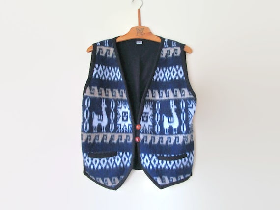 Vintage Vest Woman. Wool Waistcoat. Patterned Wool Vest. Lama - Etsy